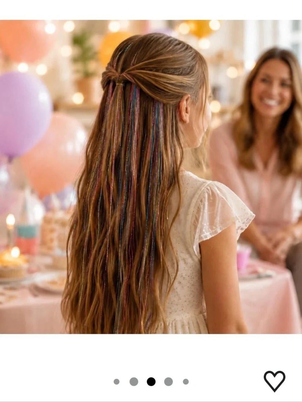 Hair Tinsel Glitter Hair Extensions, 6 Pack, 47 Inch, 900 Strands Iridescent